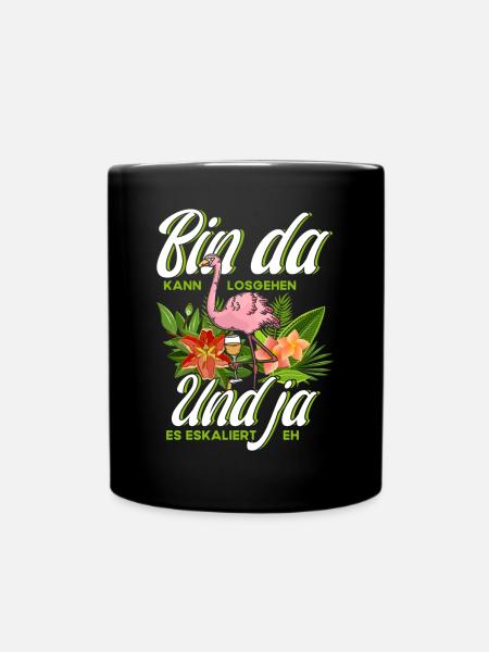 Bin Da Kann Losgehen Jga Flamingo - Tasse einfarbig - Schwarz