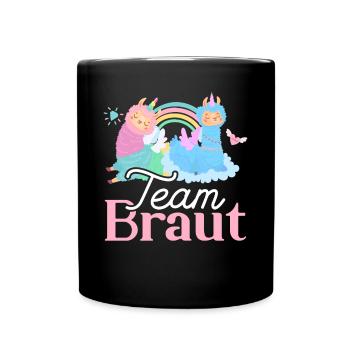 Team Braut ungesellinnen abschied Lama - Tasse einfarbig - Schwarz - Vorne