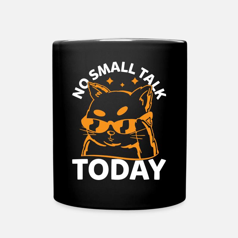 Funny Cat Meme - No Small Talk Today - Funny Cat L - Full Colour Mug - black