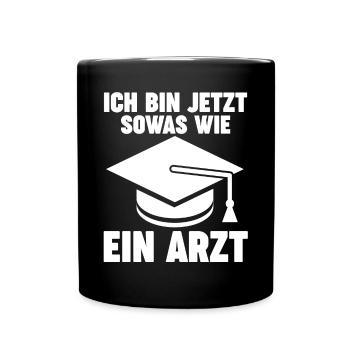 Doktor Abschluss Doktorand Promotion Doktortitel - Tasse einfarbig - Schwarz - Vorne