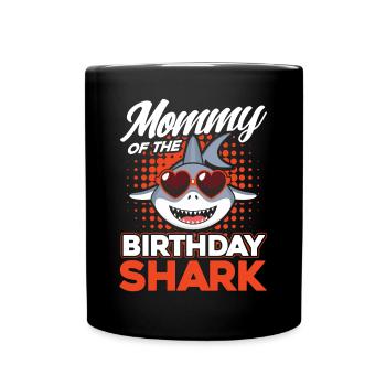 Maman du requin d’anniversaire - Mug uni - noir - Devant