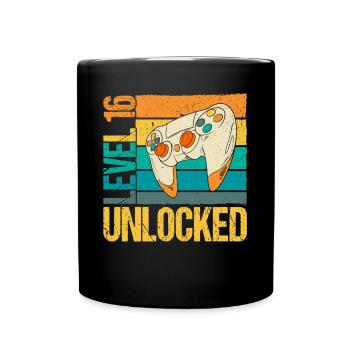 Level 16 Unlocked - Tasse einfarbig - Schwarz - Vorne
