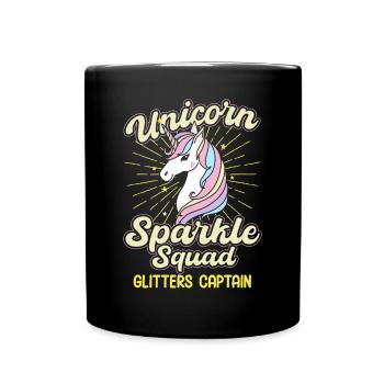 Unicorn Sparkle Squad Cutter Captain - Tasse einfarbig - Schwarz - Vorne