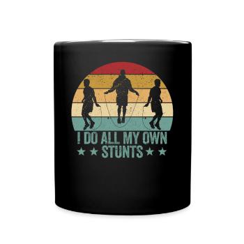 Funny Skipping Rope Springseil Ich mache meine eig - Tasse einfarbig - Schwarz - Vorne