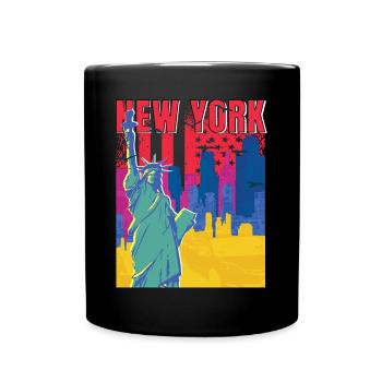 NY Souvenir New York City Liberty Island USA - Full Colour Mug - black - Front