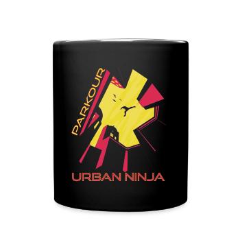 Parkour Jumping Over World Warning Jump Over Every - Full Colour Mug - black - Front