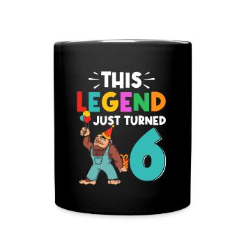 Bigfoot Party Supplies This Legend Just Turned 6 - Full Colour Mug - black - Front