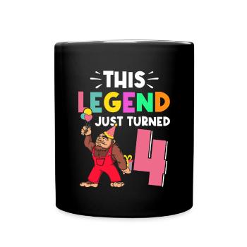 Bigfoot Party Supplies This Legend Just Turned 4 - Full Colour Mug - black - Front