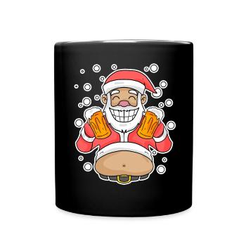 Weichmachten Bier Weihnachtsmann - Tasse einfarbig - Schwarz - Vorne