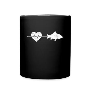Fisch Herzschlag - Tasse einfarbig - Schwarz - Vorne