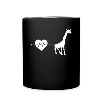 Giraffe Herzschlag - Tasse einfarbig - Schwarz - Vorne