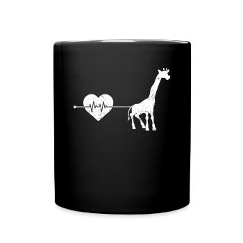 Giraffe Herzschlag - Tasse einfarbig - Schwarz - Vorne