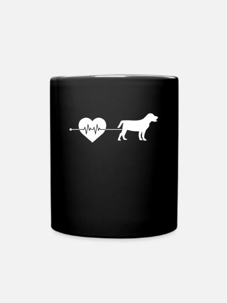 Hund Herzschlag - Tasse einfarbig - Schwarz