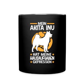 Mein Akita Inu hat meine Hausaufgaben gefressen - Tasse einfarbig - Schwarz - Vorne