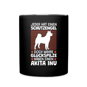 Akita Inu ist mein Schutzengel japanischer Spitz - Tasse einfarbig - Schwarz - Vorne