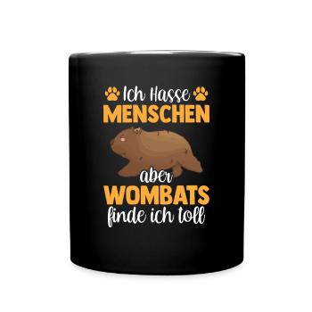 Wombat finde ich toll Australien Beuteltier - Tasse einfarbig - Schwarz - Vorne