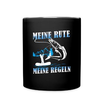 Angeln Fishing Fisher Angelrute Karpfen Rute Fisch - Tasse einfarbig - Schwarz - Vorne
