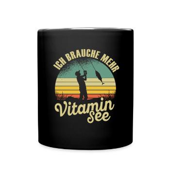 Angeln Tshirt Mann Fischer Rute Fischfang Fishing - Tasse einfarbig - Schwarz - Vorne
