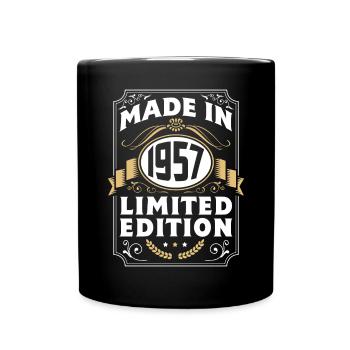 1957 Geburtstag Geschenk Birthday Jahrgang - Tasse einfarbig - Schwarz - Vorne
