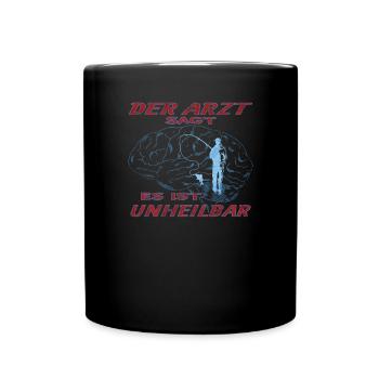Angler Geschenkidee Hobby Angeln - Tasse einfarbig - Schwarz - Vorne