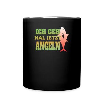 Angler Geschenkidee Hobby Angeln - Tasse einfarbig - Schwarz - Vorne