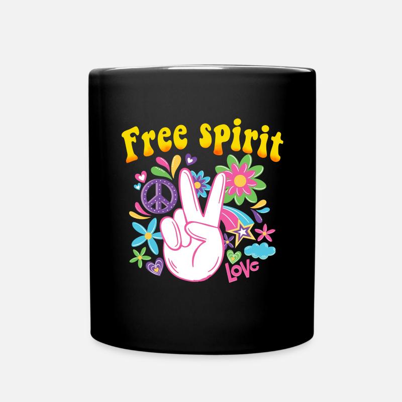 Hippie Geschenk Acidhead Flowerpower Hippi Hippy - Tasse einfarbig - Schwarz