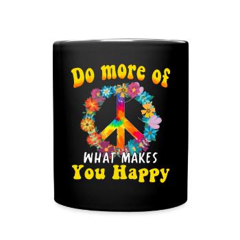 Hippie Peace Groovy Flowerpower Boho Woodstock - Full Colour Mug - black - Front