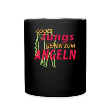 Angler Geschenkidee Hobby Angeln - Tasse einfarbig - Schwarz - Vorne