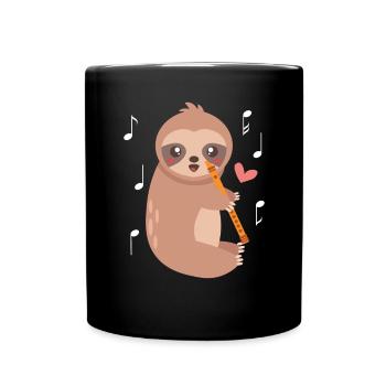 Sloth Whisperer Joueur de flûte Musicien flûtiste - Mug uni - noir - Devant