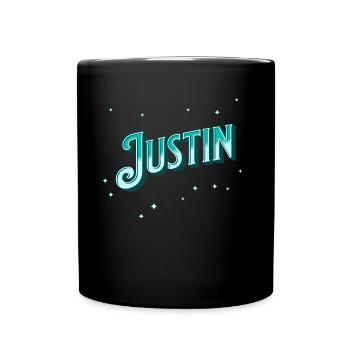 Justin Namen personalisiert - Tasse einfarbig - Schwarz - Vorne