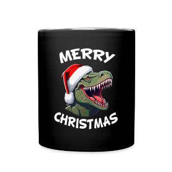 Dinosaure au chapeau de Noël Joyeux Noël - Mug uni - noir - Devant