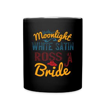 Clair de lune, satin blanc, ross, une mariée - Mug uni - noir - Devant
