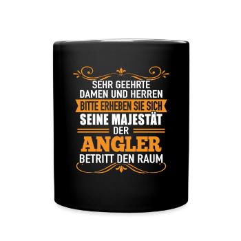 Angler Spaß Damen Herren Angler Betritt Den Raum - Tasse einfarbig - Schwarz - Vorne