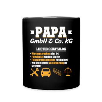 Papa GmbH & Co Leistungskatalog Vaterschaft Kinder - Tasse einfarbig - Schwarz - Vorne