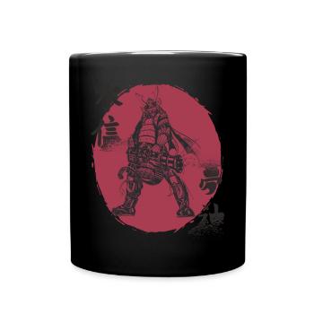 Funny Samurai with Gatling Japanese Warrior B - Full Colour Mug - black - Front