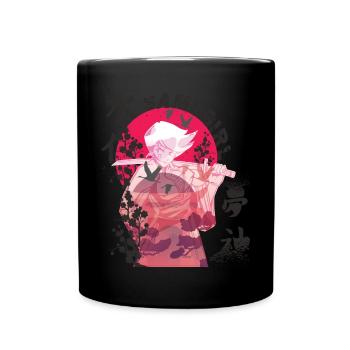 Samurai Mädchen Samugirl Japanische Blumen Krieger - Tasse einfarbig - Schwarz - Vorne