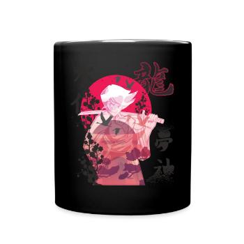 Fille Samouraï Japonais Fleurs Guerrière Japon Ka - Mug uni - noir - Devant