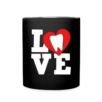 Love Zahnarzt Shirt Geschenk - Tasse einfarbig - Schwarz - Vorne