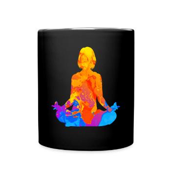 Meditation Meditieren Yoga Frauen Entspannung - Tasse einfarbig - Schwarz - Vorne