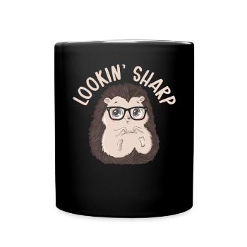 Lookin' Sharp Igel Hedgie Wildlife Tier - Tasse einfarbig - Schwarz - Vorne
