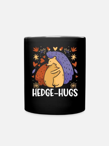 Hedge-hugs Hedgehog Lover Hedgie Wildlife Animal - Full Colour Mug - black