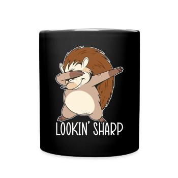 Lookin' Sharp Igel Hedgie Wildlife Tier - Tasse einfarbig - Schwarz - Vorne