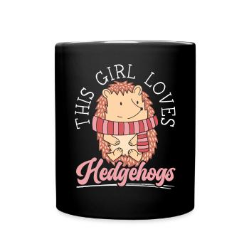 This Girl Loves Hedgehogs Hedgie Animal Lover - Full Colour Mug - black - Front