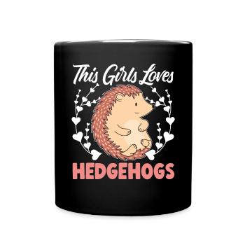 This Girl Loves Hedgehogs Hedgie Animal Lover - Full Colour Mug - black - Front