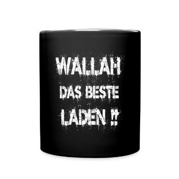 Wallah das beste laden!! Lustiges Outfit - Tasse einfarbig - Schwarz - Vorne