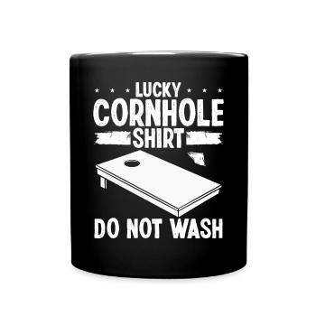 Cornhole Player Lucky Do not wash Tosser - Full Colour Mug - black - Front