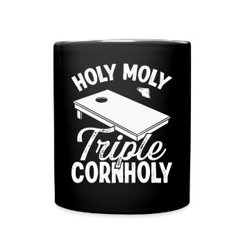 Cornhole Player Holy Moly Triple Cornholy Tosser - Full Colour Mug - black - Front