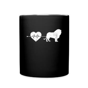 Löwe Herzschlag - Tasse einfarbig - Schwarz - Vorne