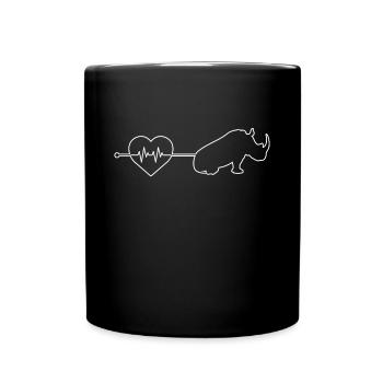 Nashorn Herzschlag - Tasse einfarbig - Schwarz - Vorne