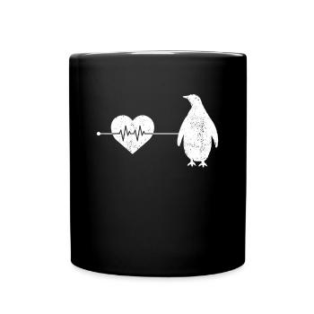 Pinguin Herzschlag - Tasse einfarbig - Schwarz - Vorne